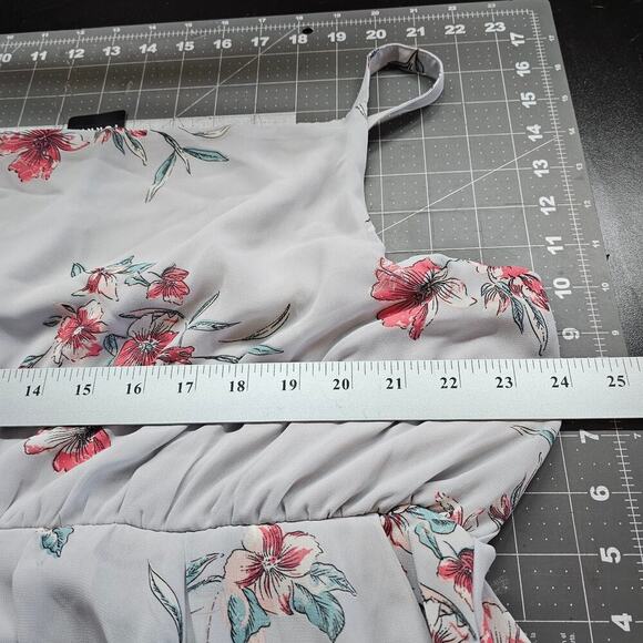 Torrid Chiffon Pleated Dress Women Size 2X Gray Floral Cowl Neck Cottage Fairy - Picture 9 of 12